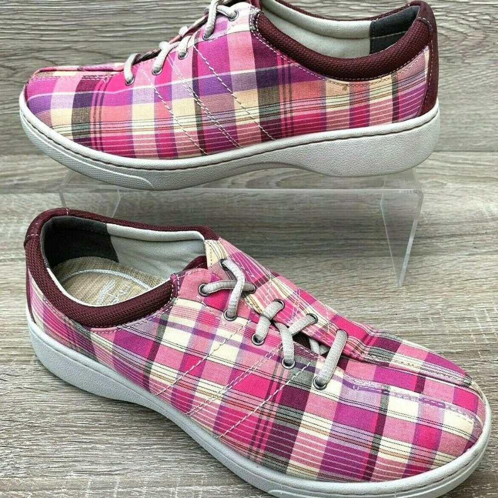 Dansko Brandi Madras Fashion Shoes Sneakers Pink Plaid Fabric Women’s EU 39 US 9
